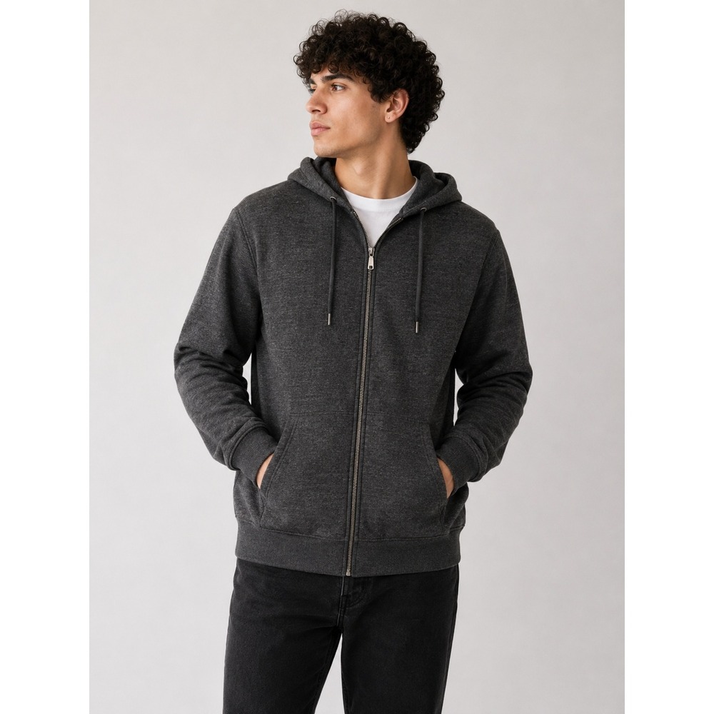 RoadBlock Mens Zip Up Hoodie Sweatshirt Large Heather Dark Gray Athleisure Gorp